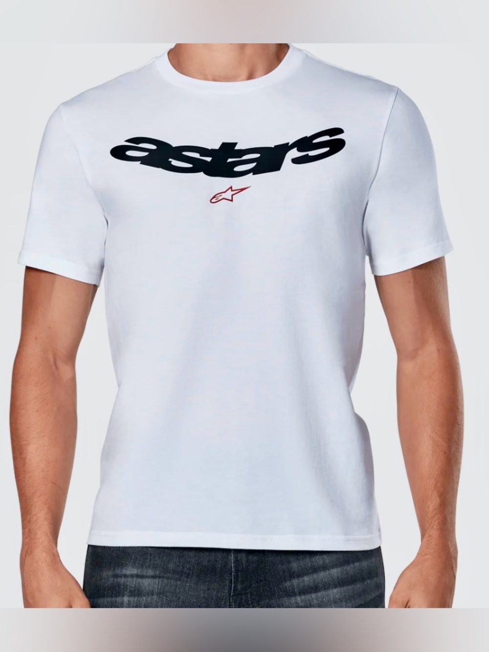 Alpinestars White Tee with Black Logo and Red Star